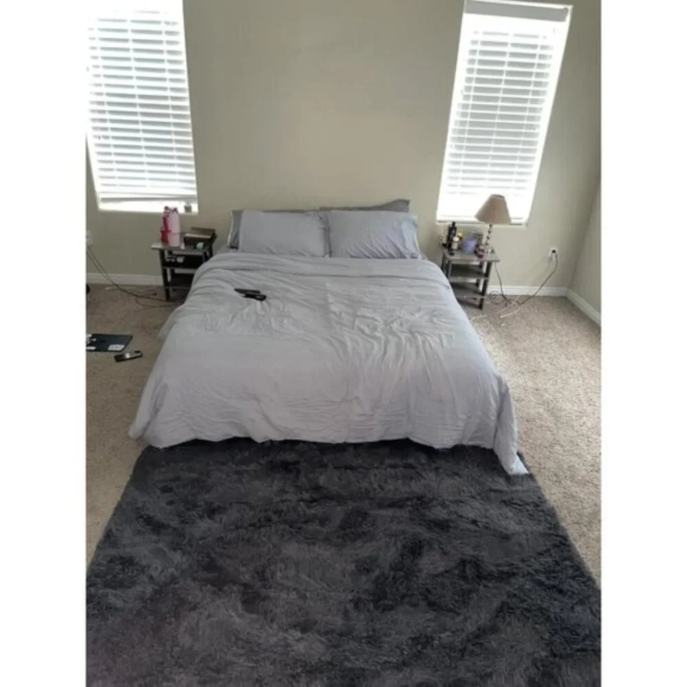 New 4x6 Soft Grey Shag Rug Washable Fluffy Carpet for Bedroom Nursery Dorm